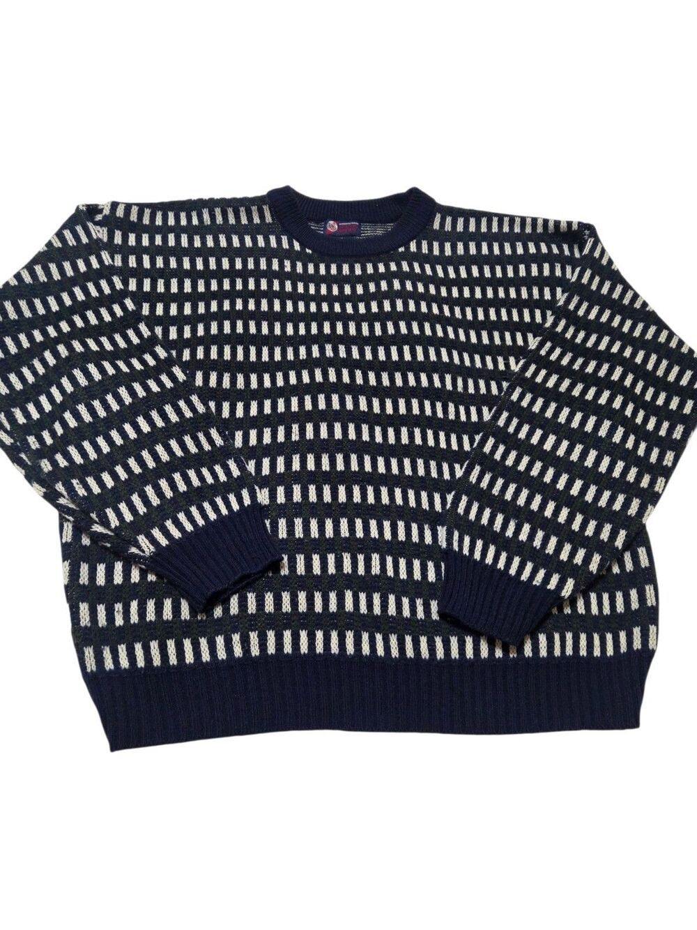 VTG International Trading Company Sweater Men's XL 90s Geometric Pattern Navy B9